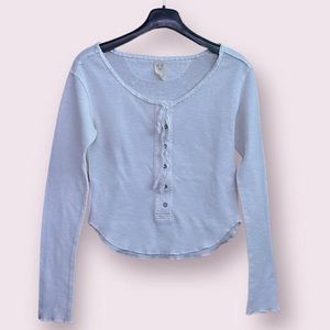 we the free white long sleeve top with tie